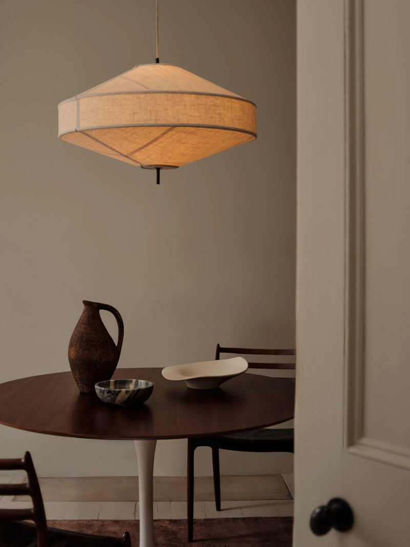 Solara - large dark bronze and layered natural linen pendant | Ceiling Light | lights&lamps | UK | Modern Affordable Designer Lighting