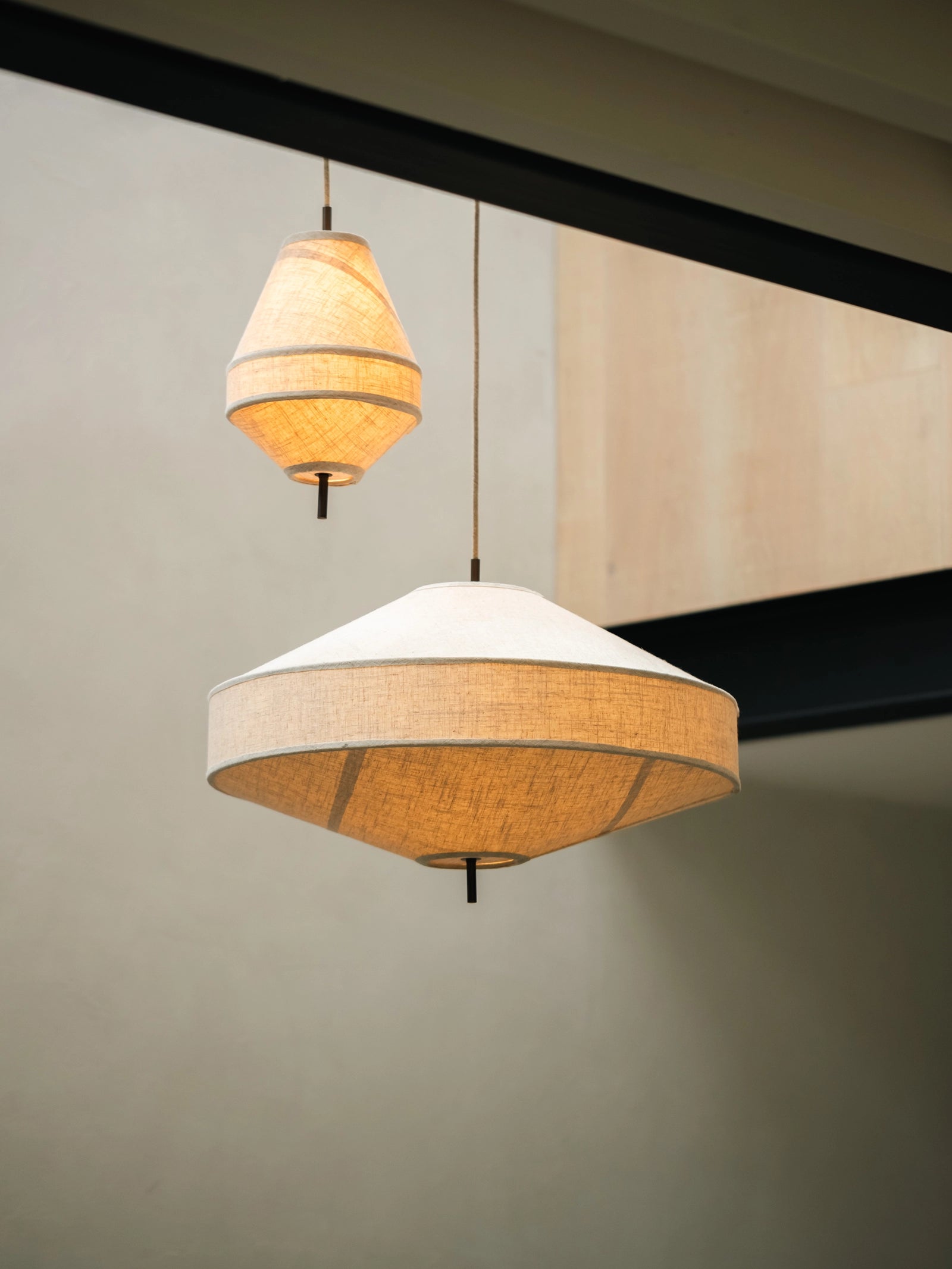 Solara - large aged brass and layered natural linen pendant | Ceiling Light | Lights & Lamps | UK | Modern Affordable Designer Lighting