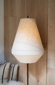 Solara - aged brass and layered natural linen floor lamp | Floor Lamp | lights&lamps | UK | Modern Affordable Designer Lighting