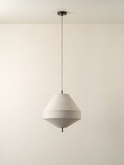 Solara - medium dark bronze and layered natural linen pendant | Ceiling Light | lights&lamps | UK | Modern Affordable Designer Lighting