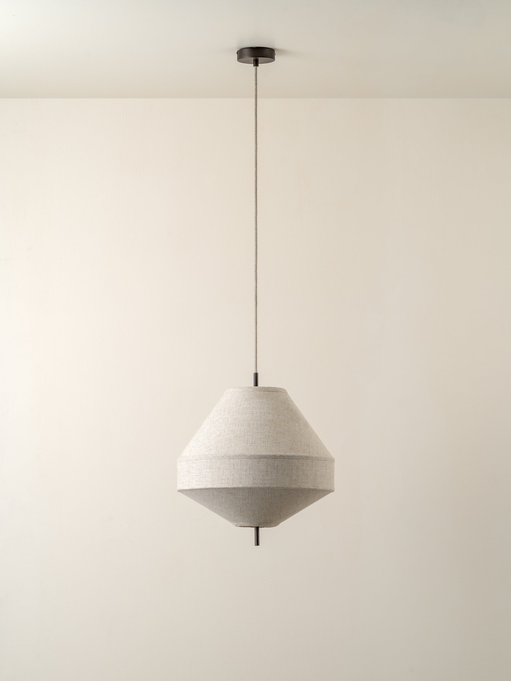 Solara - medium aged brass and layered natural linen pendant | ceiling lights | Lights & Lamps | UK