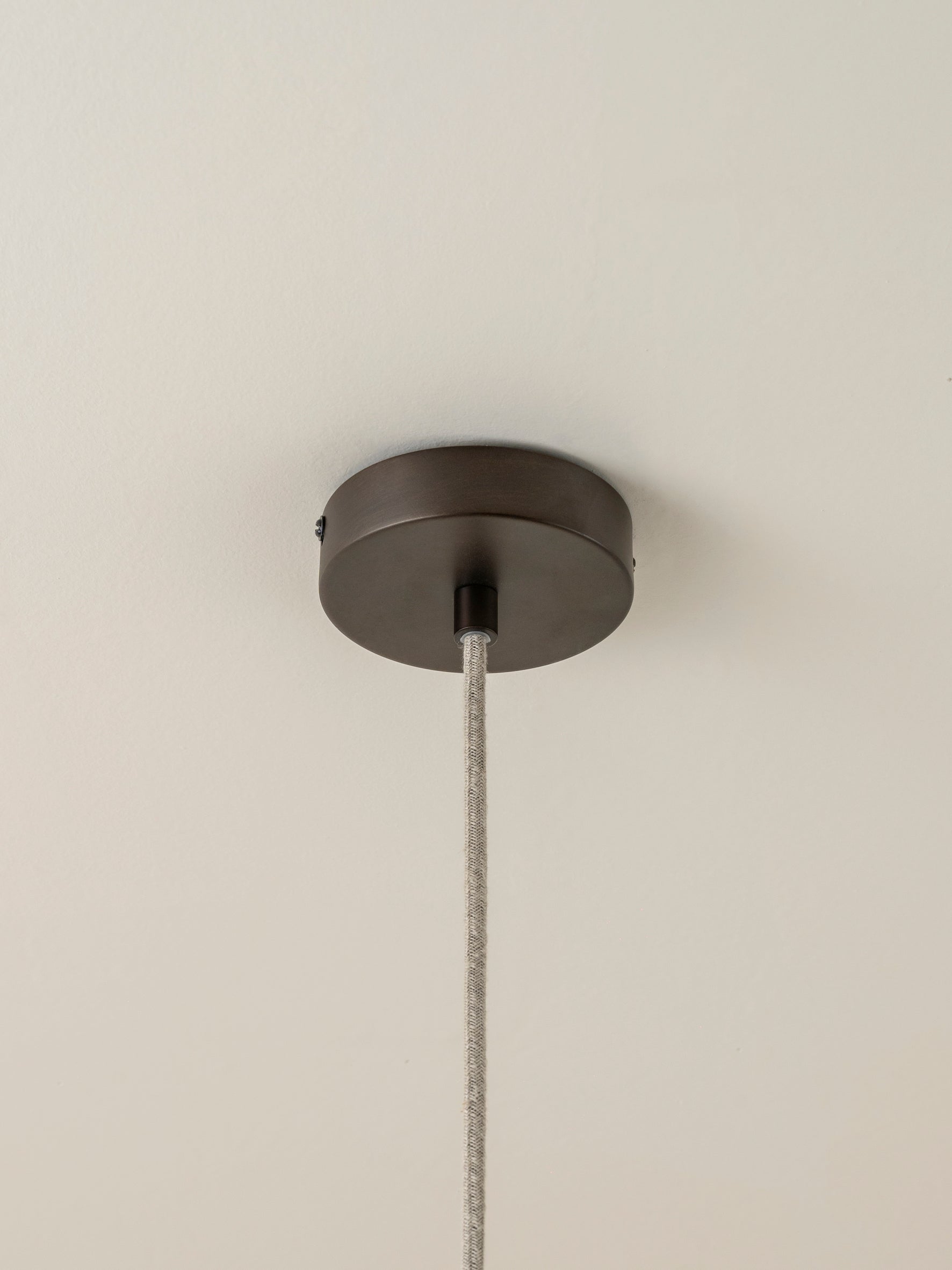 Solara - medium dark bronze and layered natural linen pendant | Ceiling Light | lights&lamps | UK | Modern Affordable Designer Lighting