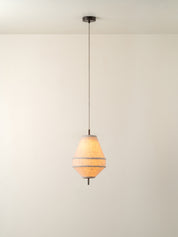 Solara - small dark bronze and layered natural linen pendant | Ceiling Light | lights&lamps | UK | Modern Affordable Designer Lighting