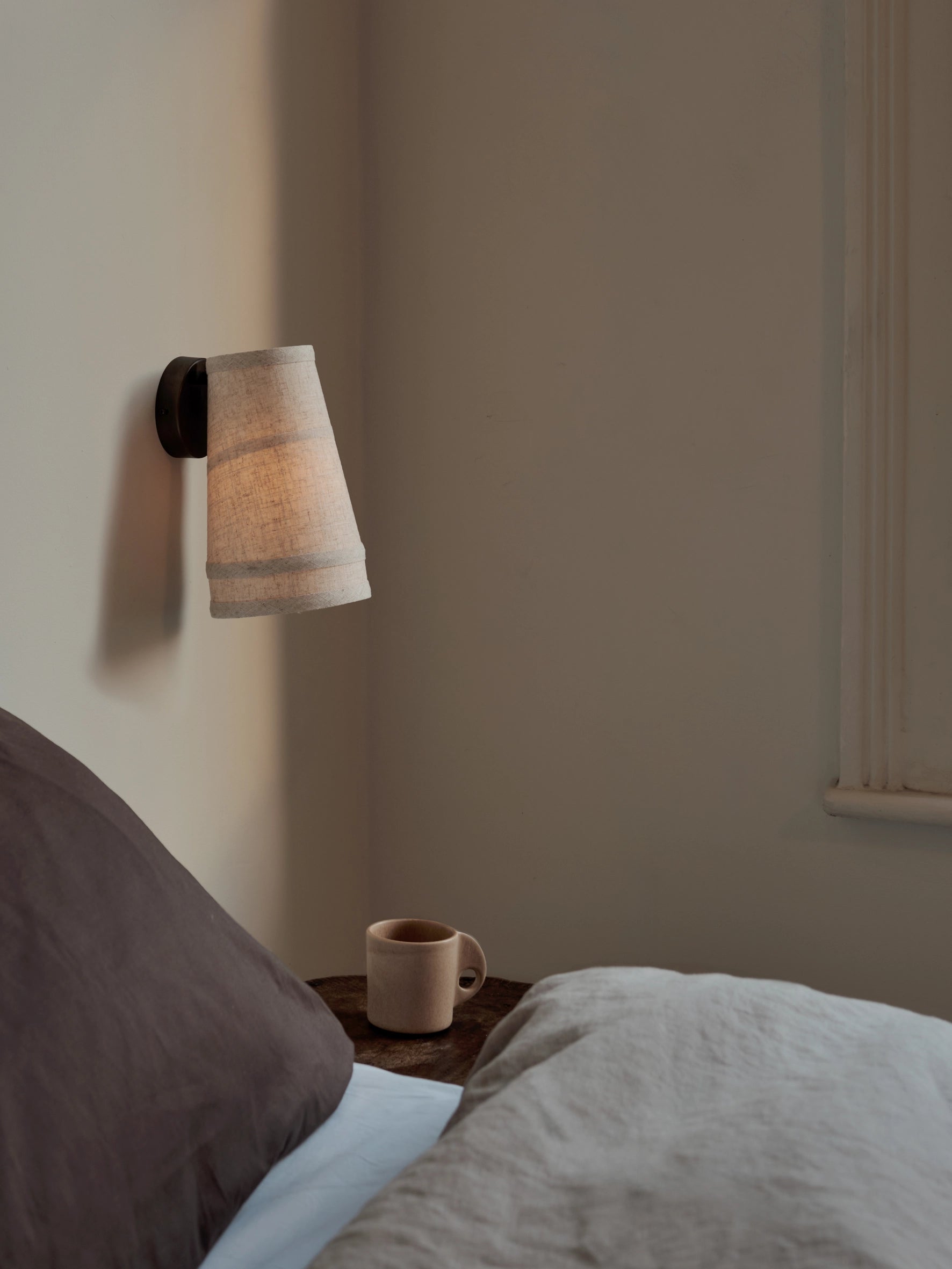 Solara - bronze and layered natural linen wall light | Wall Light | lights&lamps | UK | Modern Affordable Designer Lighting