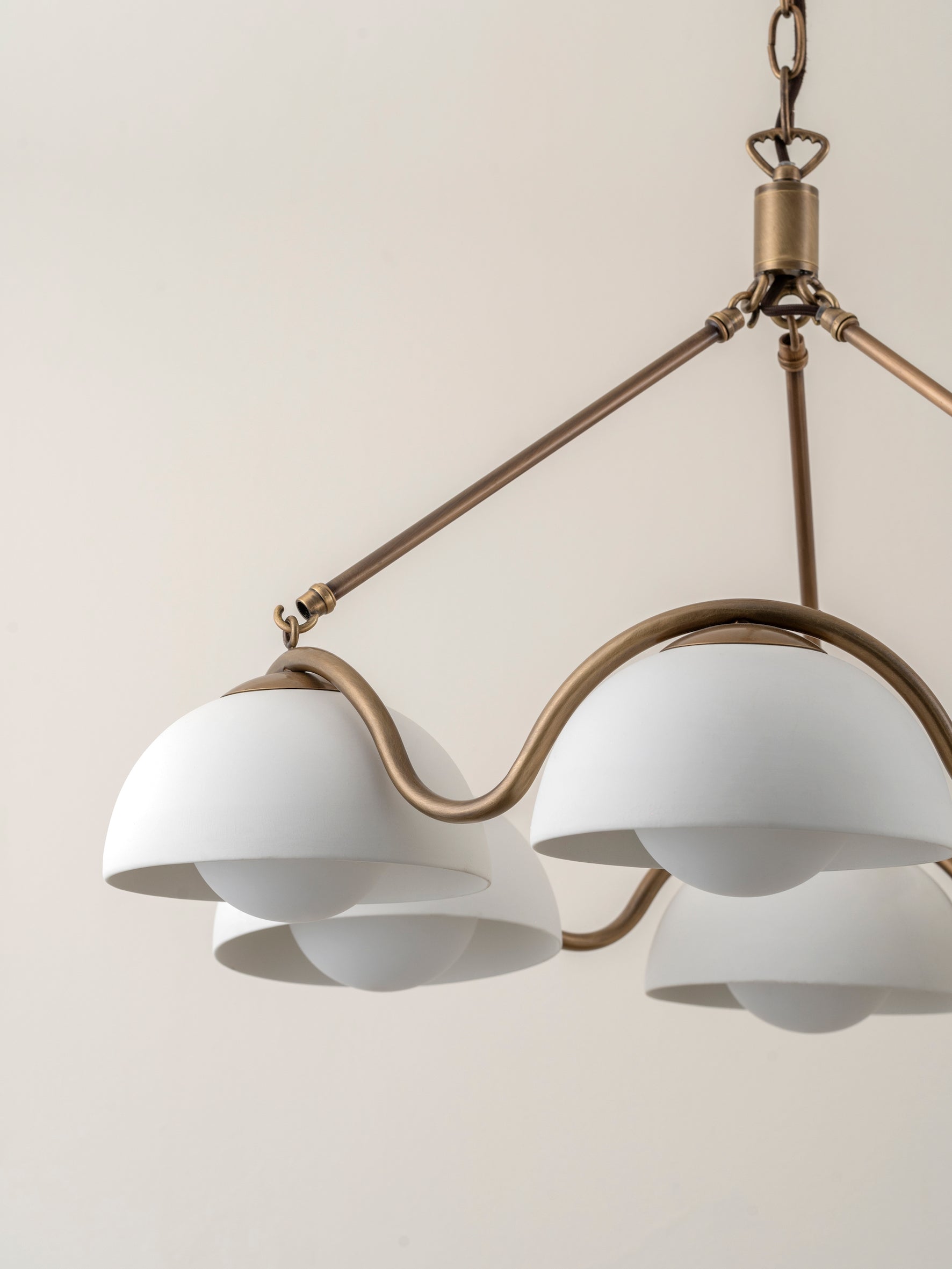 Waverly - 6 light aged brass and white porcelain pendant | Ceiling Light | Lights & Lamps | UK
