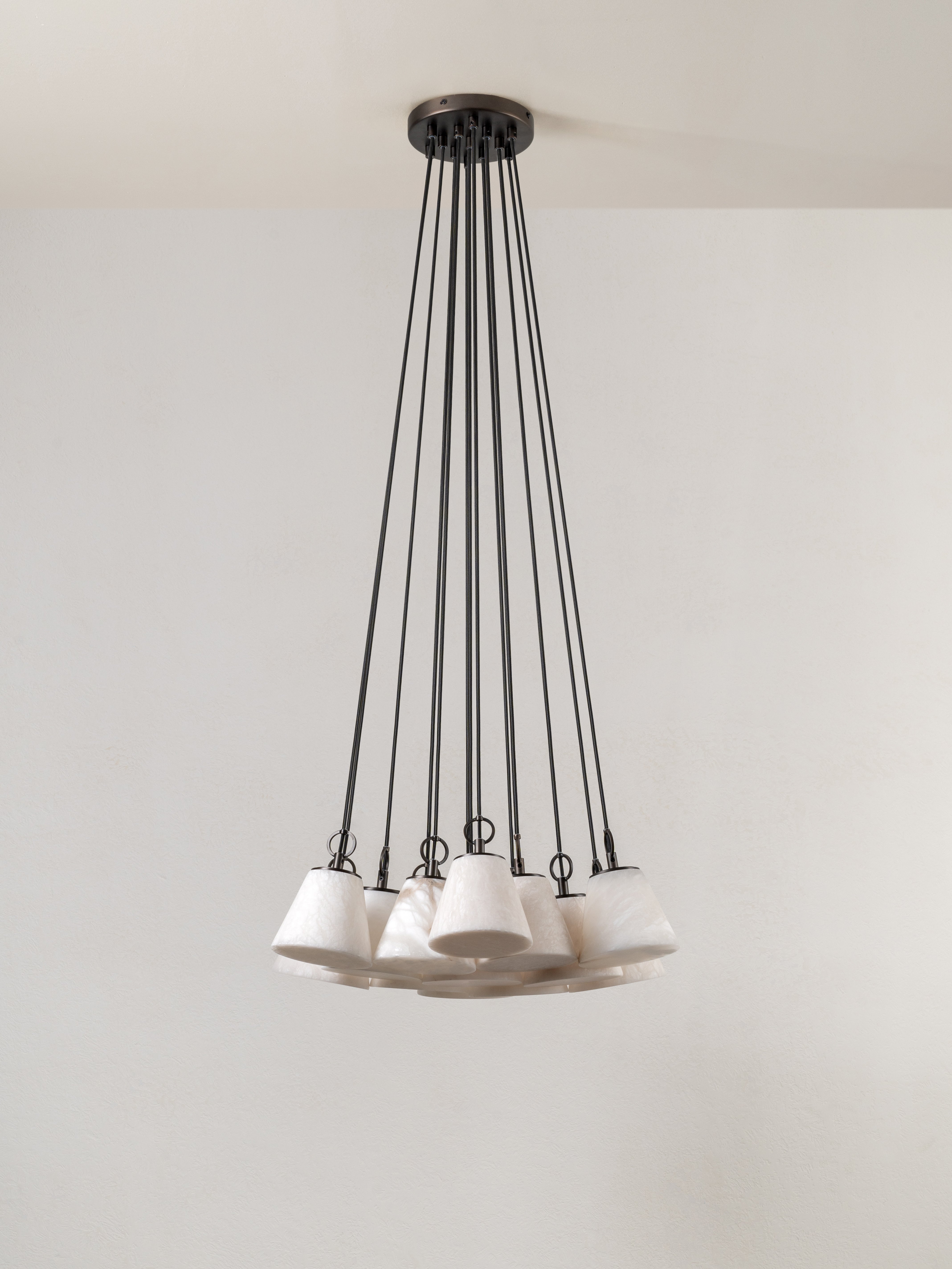 Alba - 13 light alabaster glass and bronze ceiling pendant