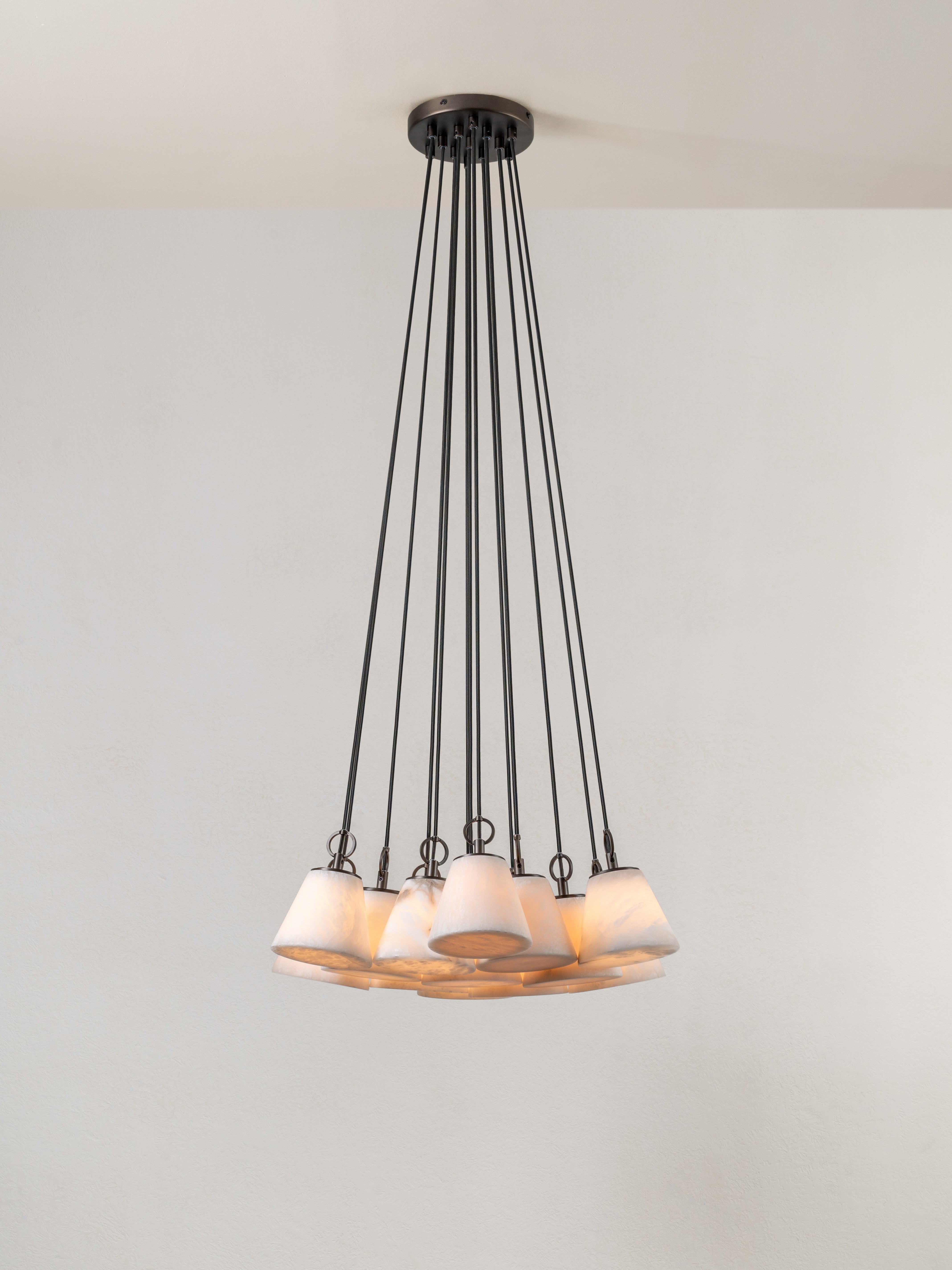 Alba - 13 light alabaster and bronze ceiling pendant