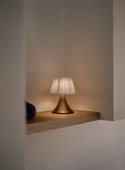 Cenare - aged brass and linen rechargeable table lamp | Table Lamp | lights&lamps | UK | Modern Affordable Designer Lighting