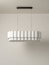 Folia - oval scalloped natural linen pendant