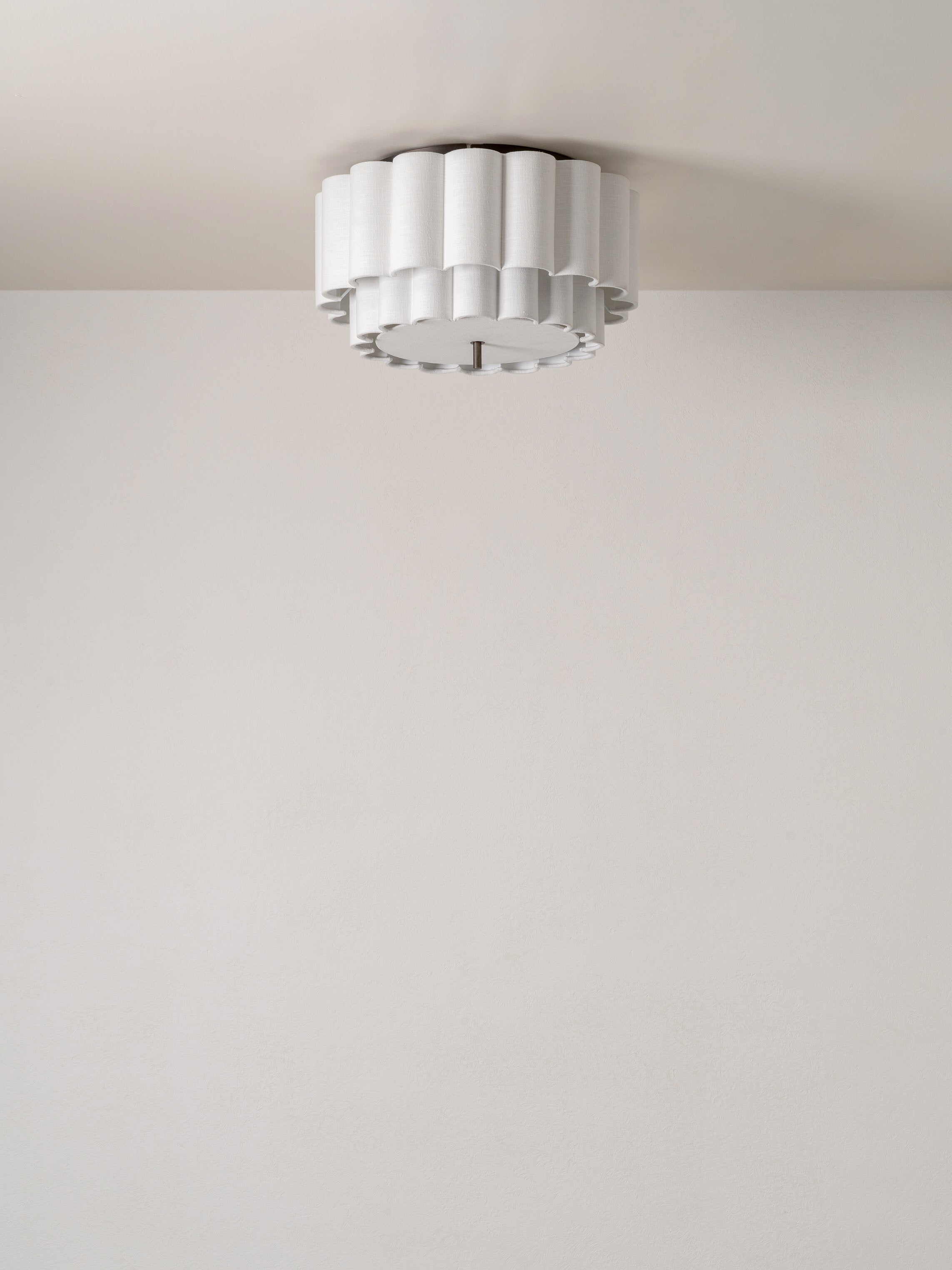 Folia - scalloped natural linen flush pendant | Ceiling light | lights & lamps | UK | Modern affordable designer lighting