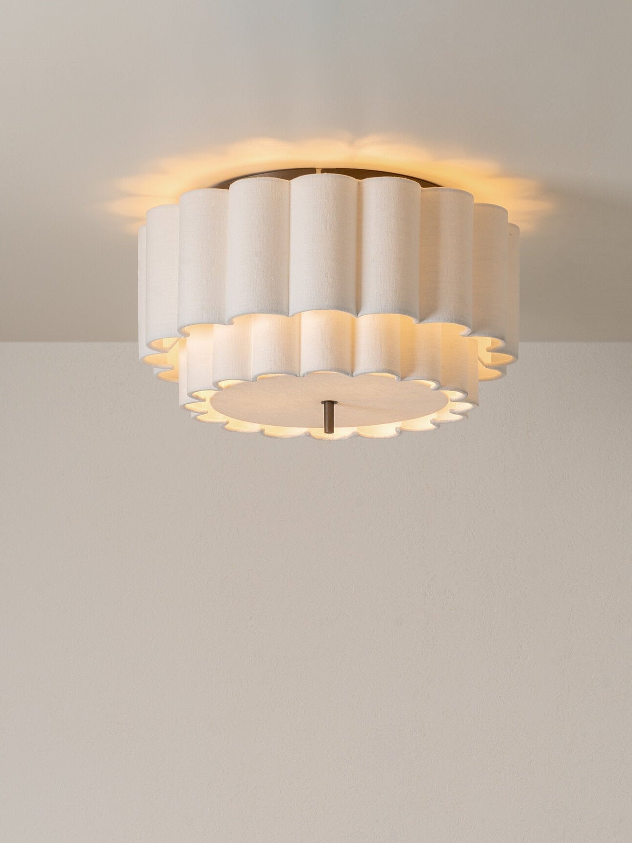 Folia - scalloped natural linen flush pendant | Ceiling light | lights & lamps | UK | Modern affordable designer lighting