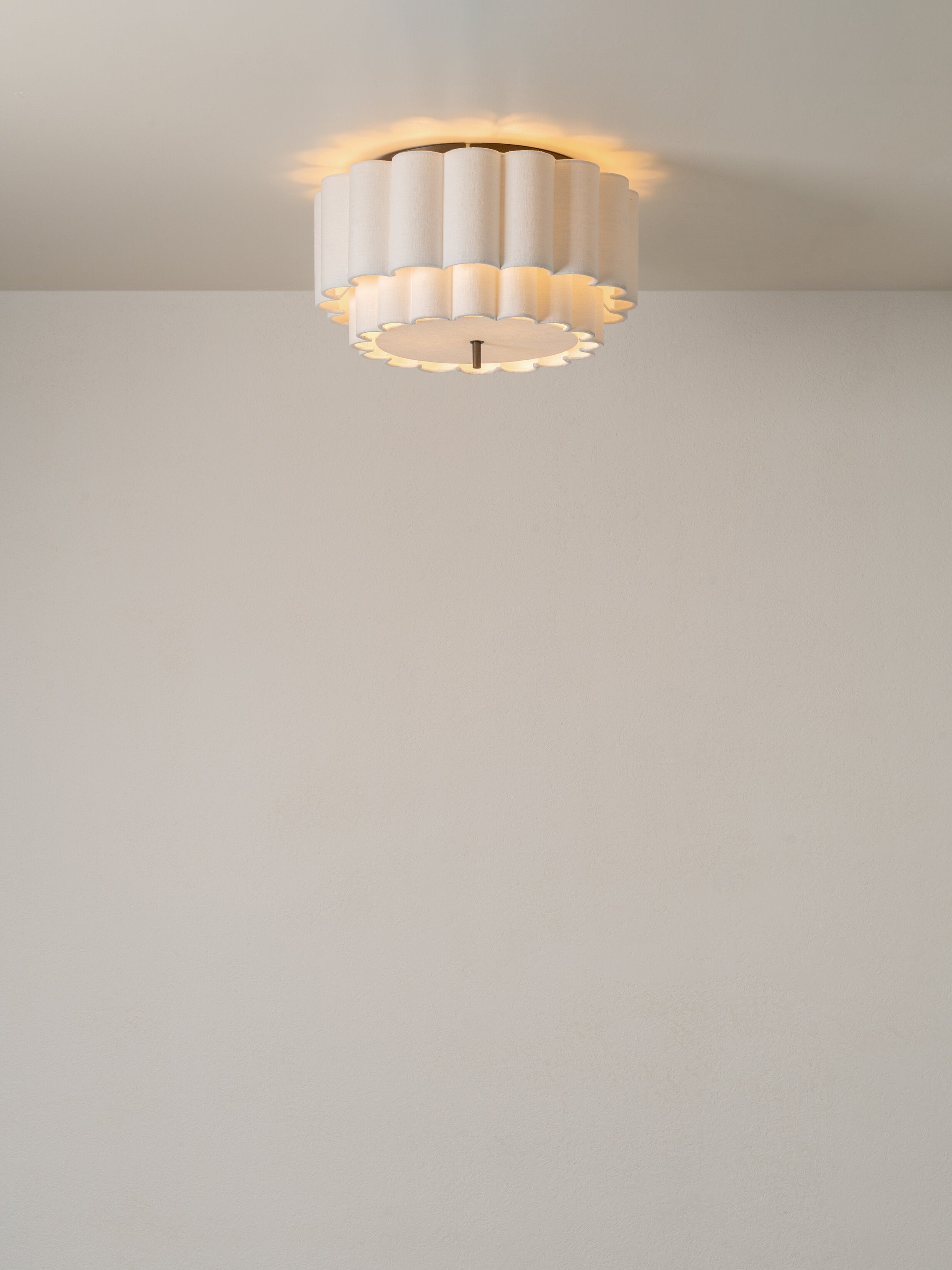 Folia - scalloped natural linen flush pendant | Ceiling light | lights & lamps | UK | Modern affordable designer lighting