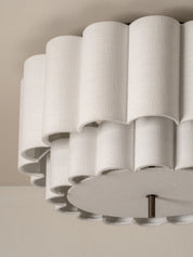 Folia - scalloped natural linen flush pendant | Ceiling Light | lights&lamps | UK | Modern Affordable Designer Lighting