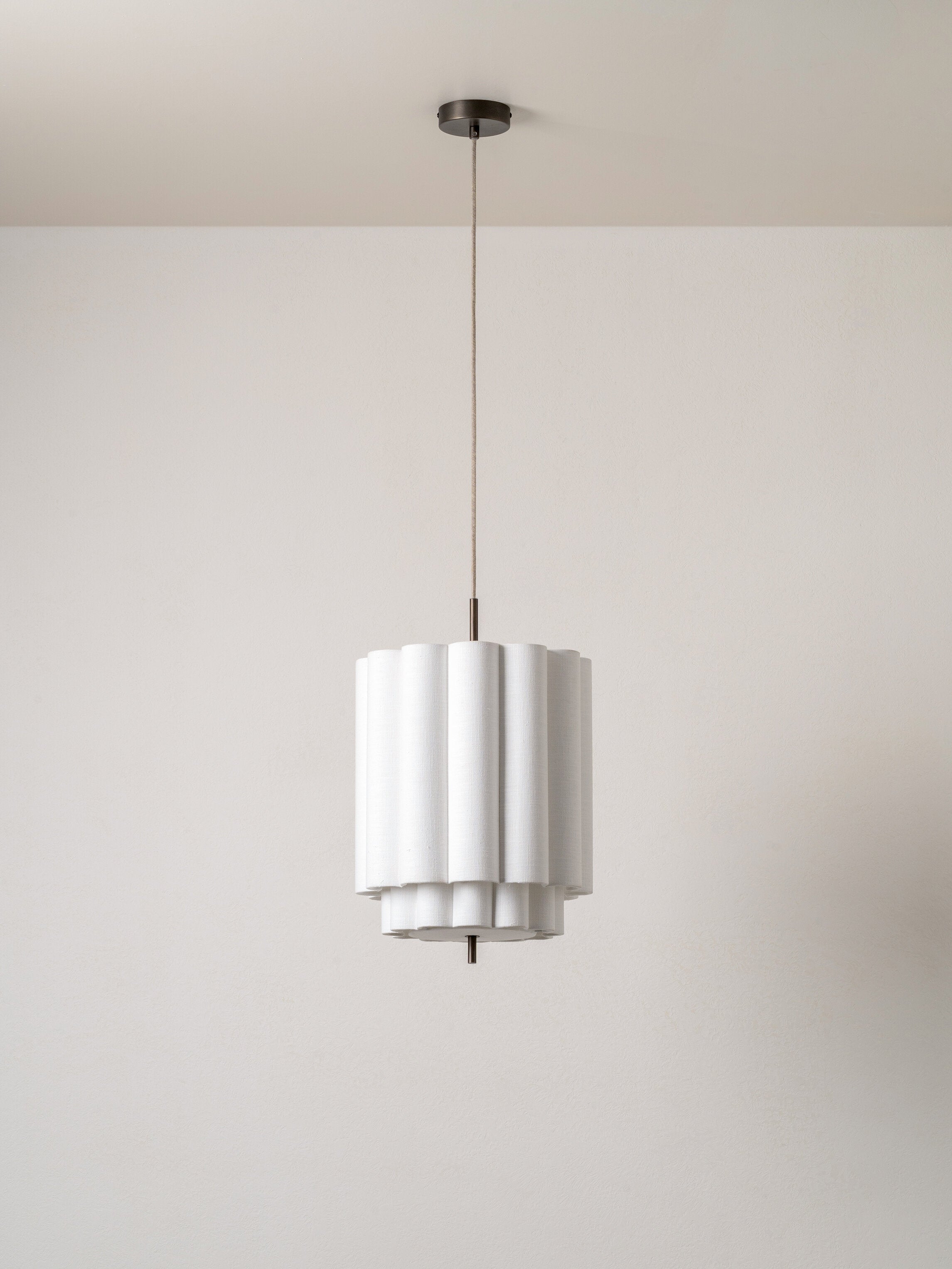 Folia - small scalloped natural linen pendant | Ceiling Light | lights&lamps | UK | Modern Affordable Designer Lighting
