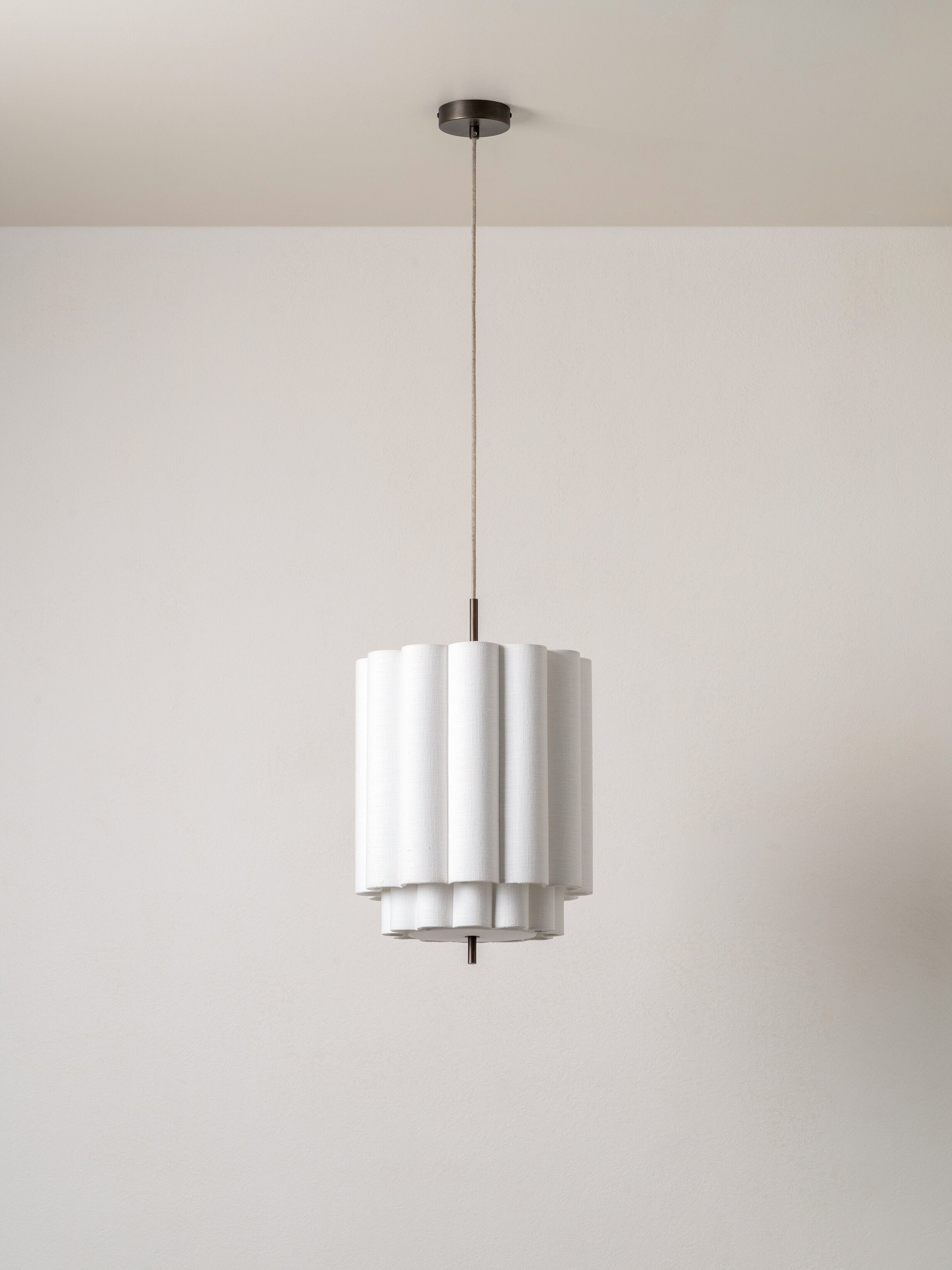 Folia - small scalloped natural linen pendant | Ceiling Light | Lights & Lamps | UK | Modern Affordable Designer Lighting