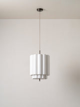 Folia - small scalloped natural linen pendant