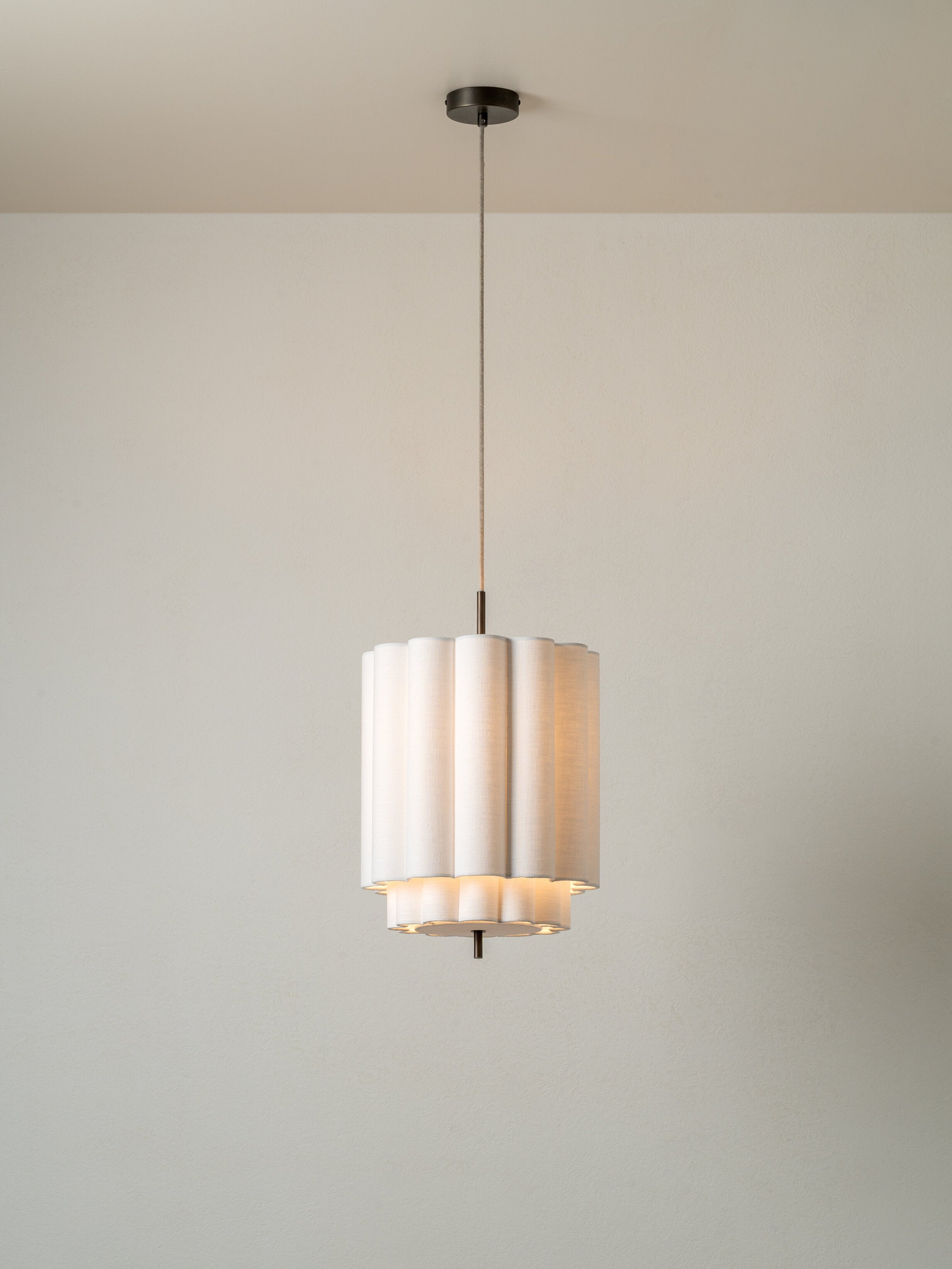 Folia - small scalloped natural linen pendant | Ceiling Light | lights&lamps | UK | Modern Affordable Designer Lighting