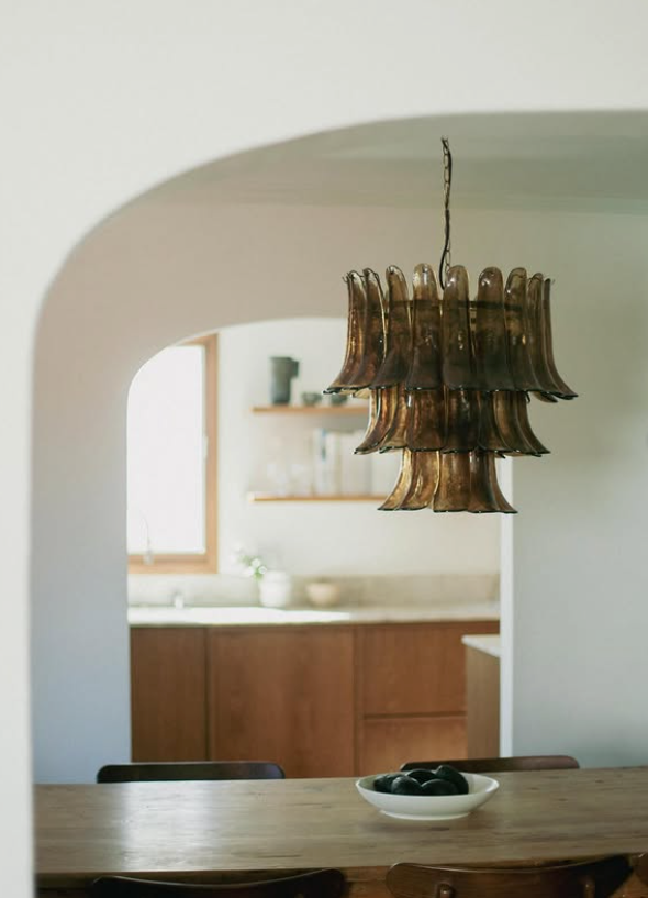 chandelier in kitchen