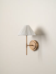 Lindi - aged brass and linen scalloped wall light | Wall Light | lights&lamps | UK | Modern Affordable Designer Lighting