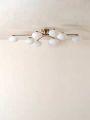 Imperial - 8 light aged brass and opal flush pendant | Ceiling Light | lights&lamps | UK | Modern Affordable Designer Lighting