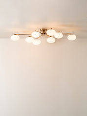 Imperial - 8 light aged brass and opal flush pendant | Ceiling Light | lights&lamps | UK | Modern Affordable Designer Lighting