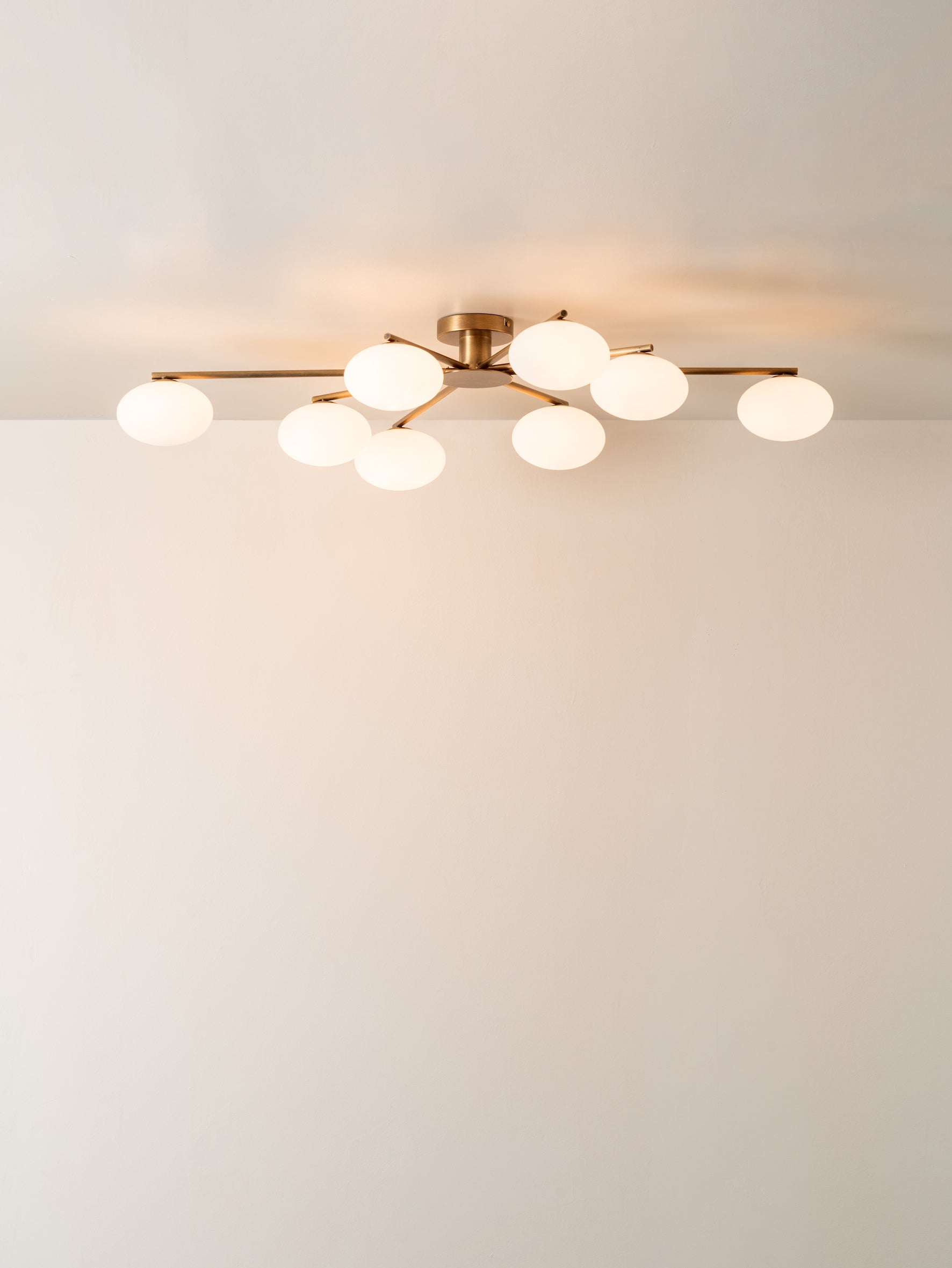 Imperial - 8 light aged brass and opal flush pendant | Ceiling Light | Lights & Lamps | UK | Modern Affordable Designer Lighting