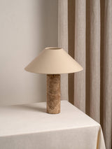 Denari - 1 light small brown marble cylinder table lamp