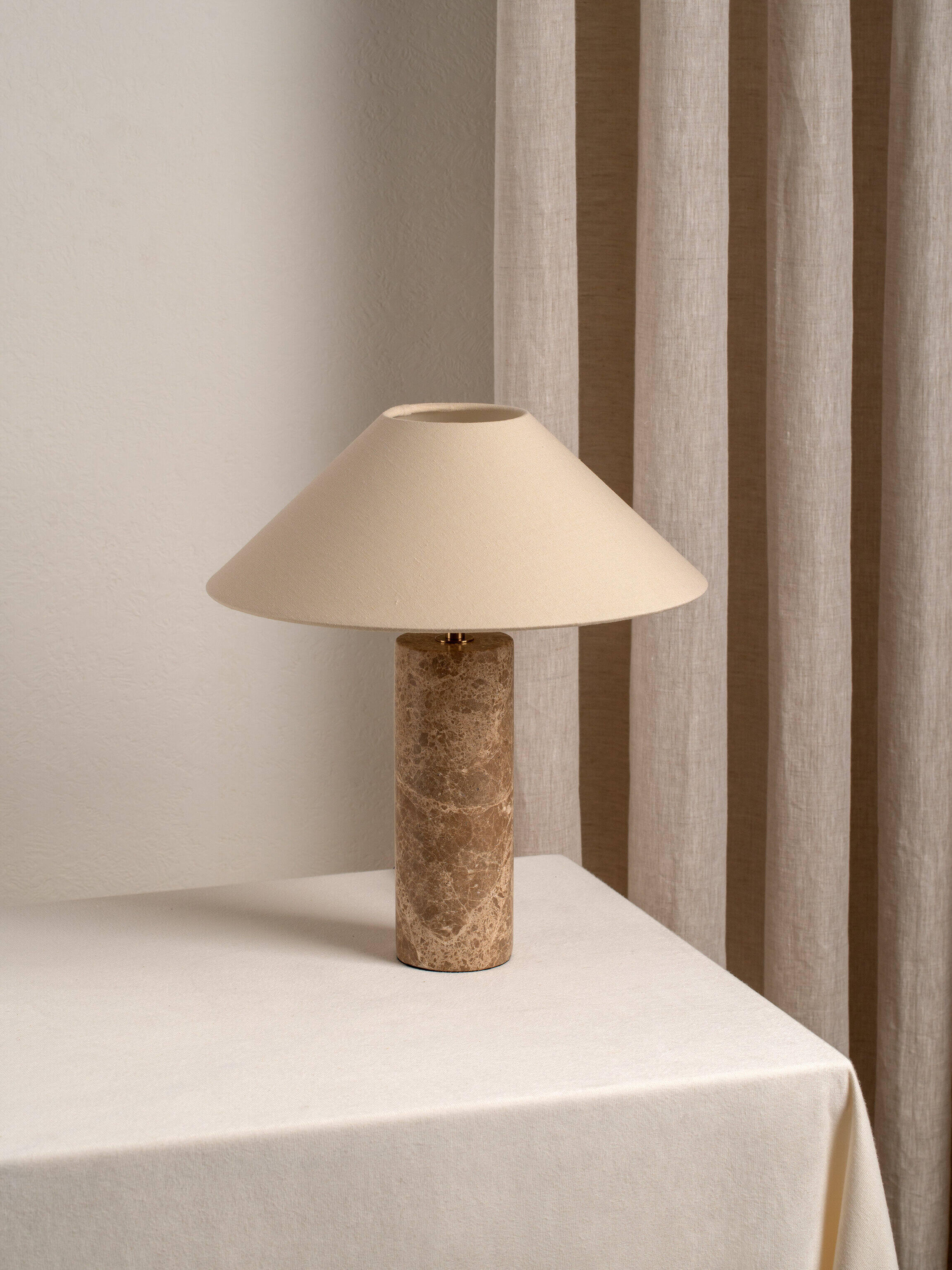 Denari - 1 light small brown marble cylinder table lamp | Table lamp | lights&lamps | UK | Modern affordable designer lighting