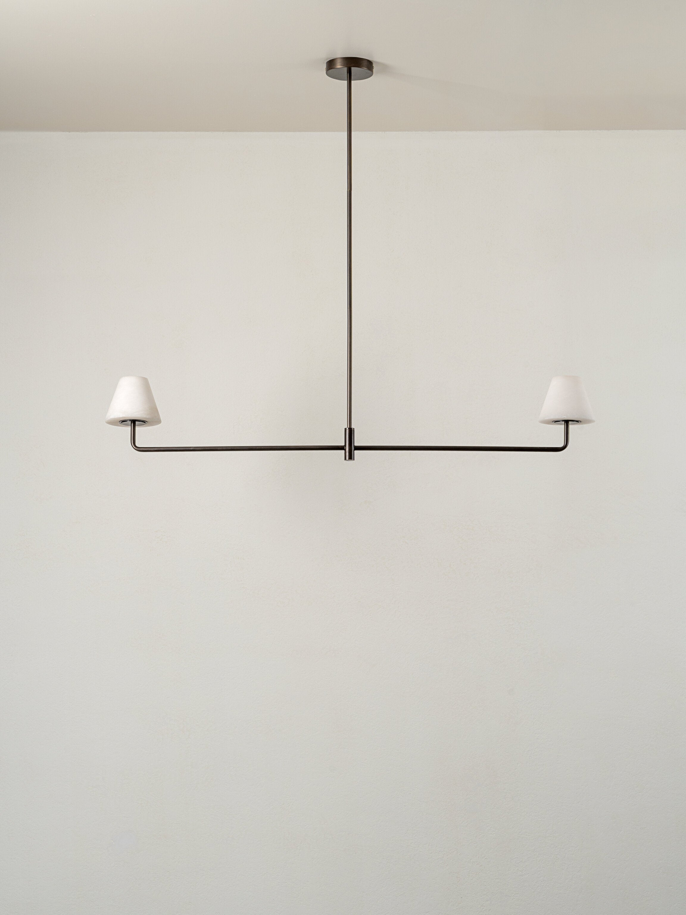 Alba - 2 light alabaster glass and bronze bar ceiling pendant