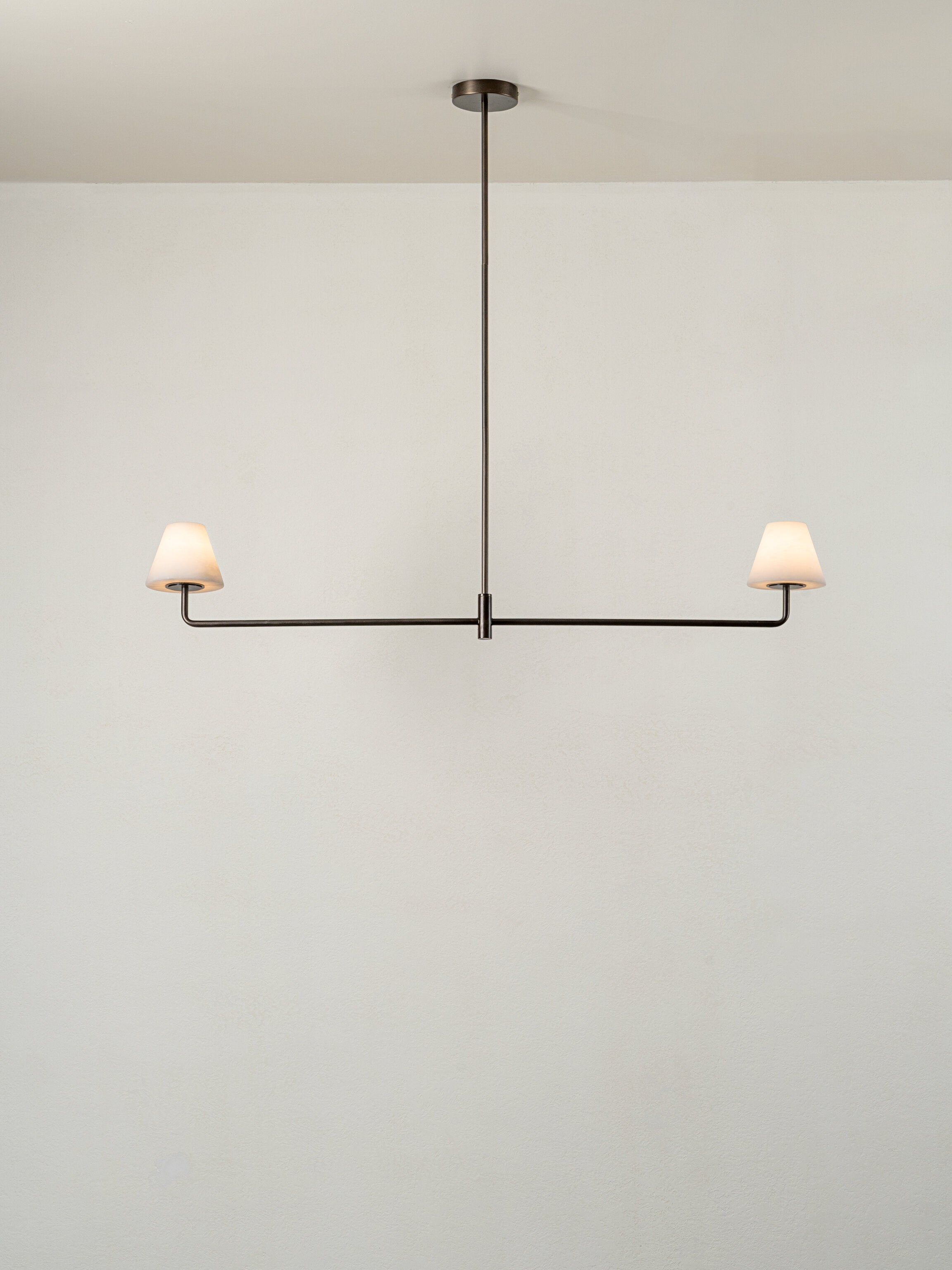 Alba - 2 light alabaster glass and bronze bar ceiling pendant