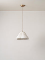 Lindi - small aged brass and linen scalloped pendant | Ceiling Light | lights&lamps | UK | Modern Affordable Designer Lighting