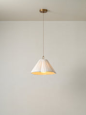 Lindi - small aged brass and linen scalloped pendant | Ceiling Light | lights&lamps | UK | Modern Affordable Designer Lighting
