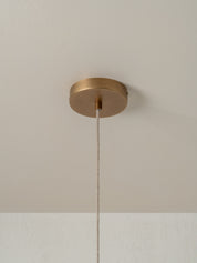 Lindi - small aged brass and linen scalloped pendant | Ceiling Light | lights&lamps | UK | Modern Affordable Designer Lighting