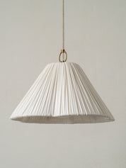 Lindi - small aged brass and linen scalloped pendant | Ceiling Light | lights&lamps | UK | Modern Affordable Designer Lighting