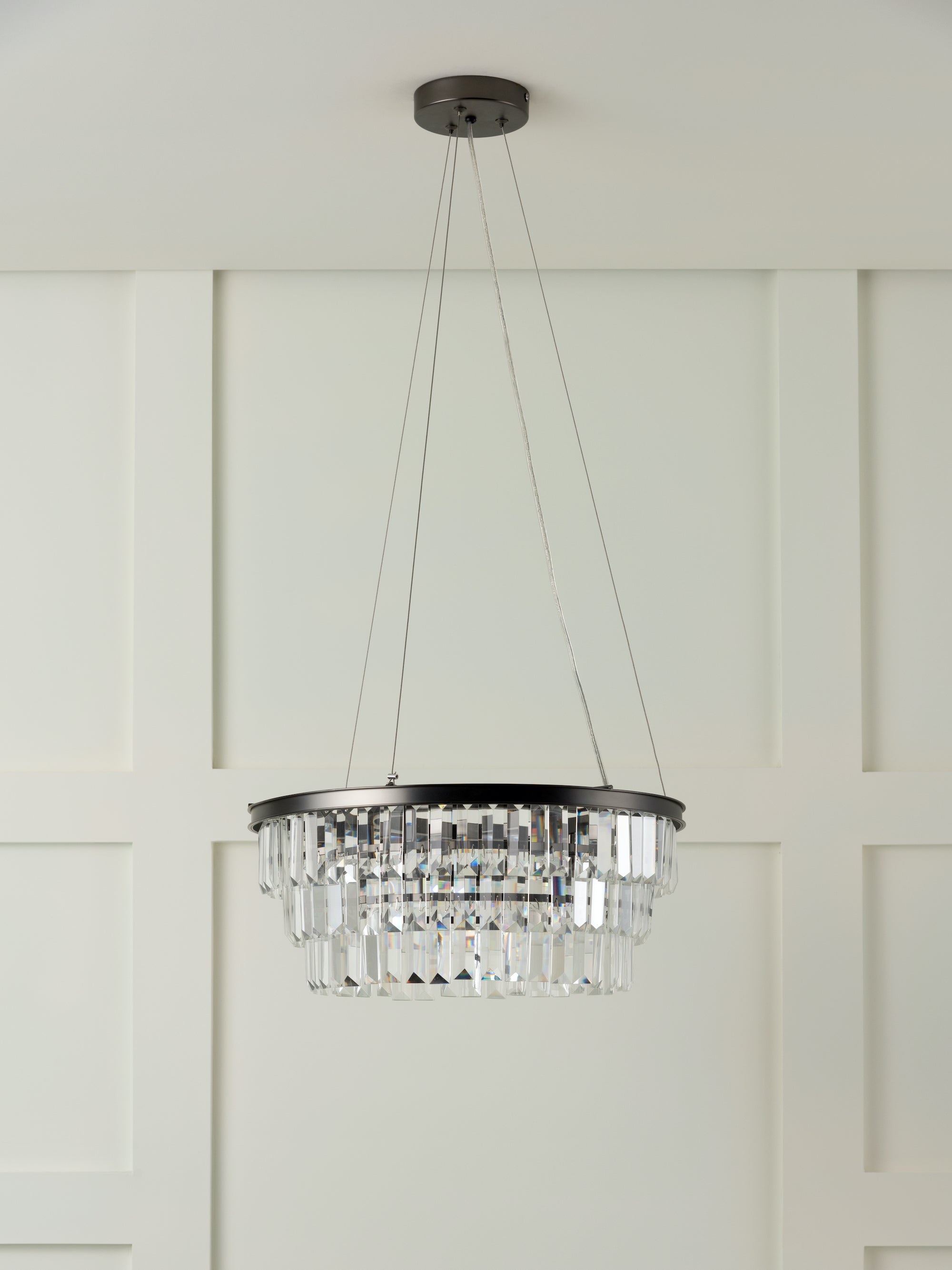 Alila - 5 light graphite silver tiered crystal glass chandelier | Chandelier | Lights & Lamps | UK | Modern Affordable Designer Lighting