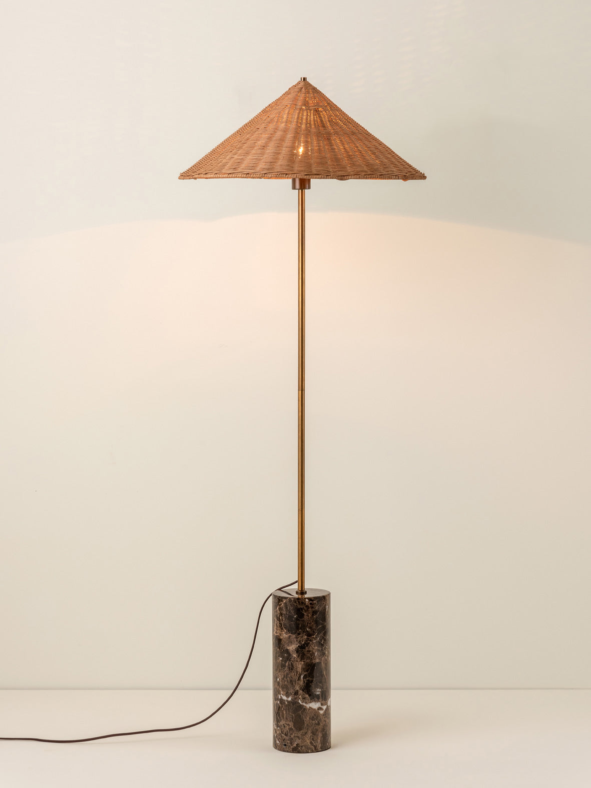 Ardini - 1 light rattan and brown marble floor lamp | Floor Lamp | Lights & Lamps | UK | Modern Affordable Designer Lighting