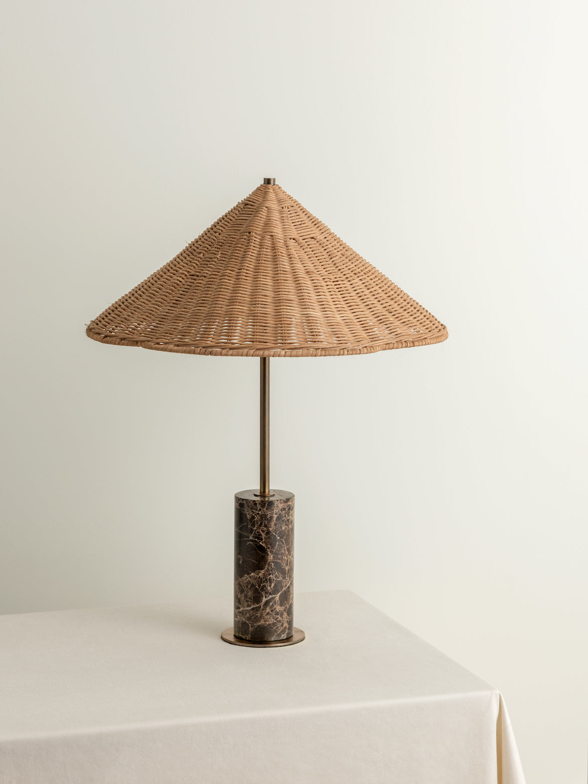 Ardini - 1 light rattan and brown marble table lamp | Table Lamp | Lights & Lamps | UK | Modern Affordable Designer Lighting