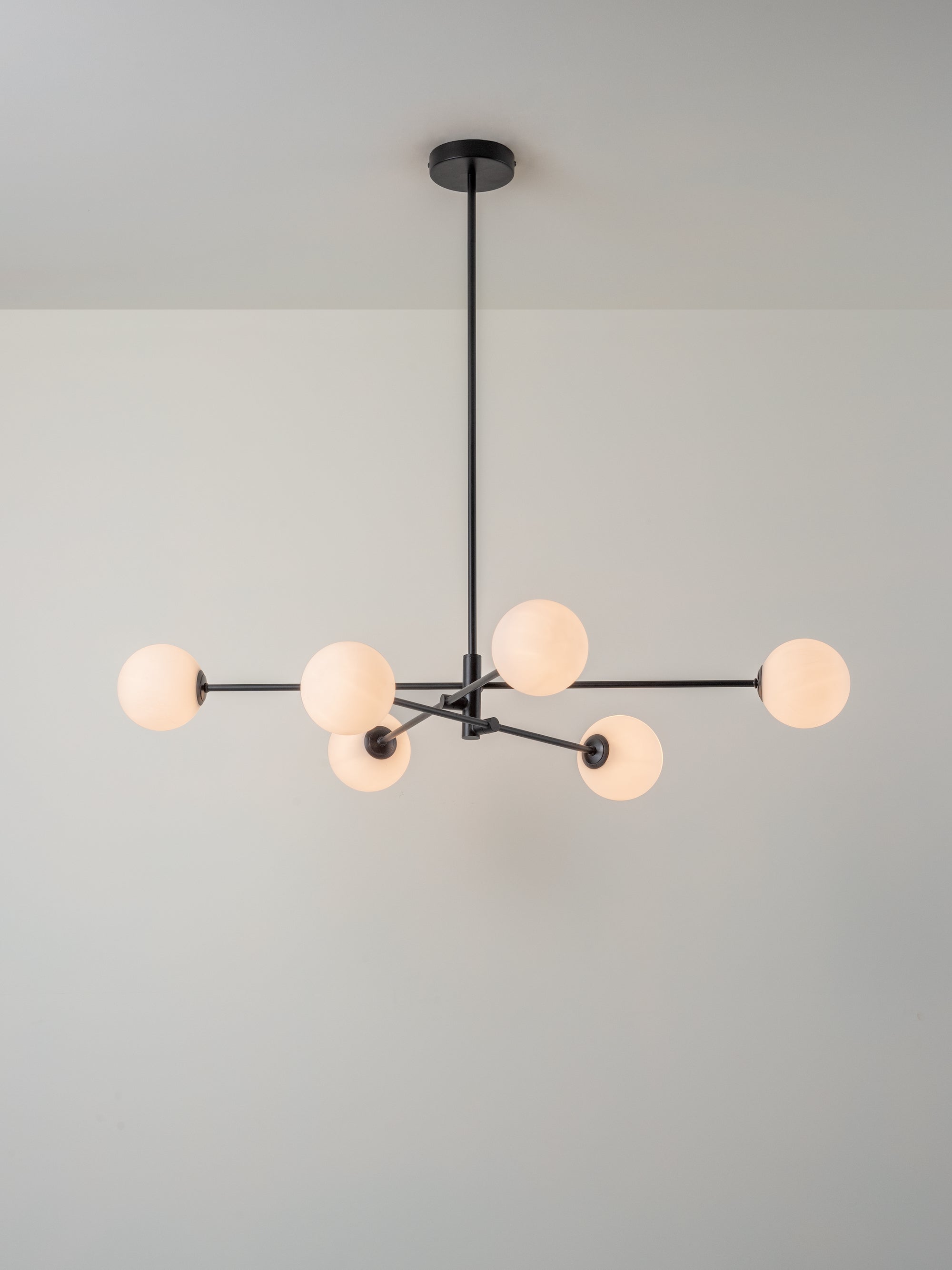 Chelso - 6 light matt black and opal pendant | Ceiling Light | Lights & Lamps | UK | Modern Affordable Designer Lighting