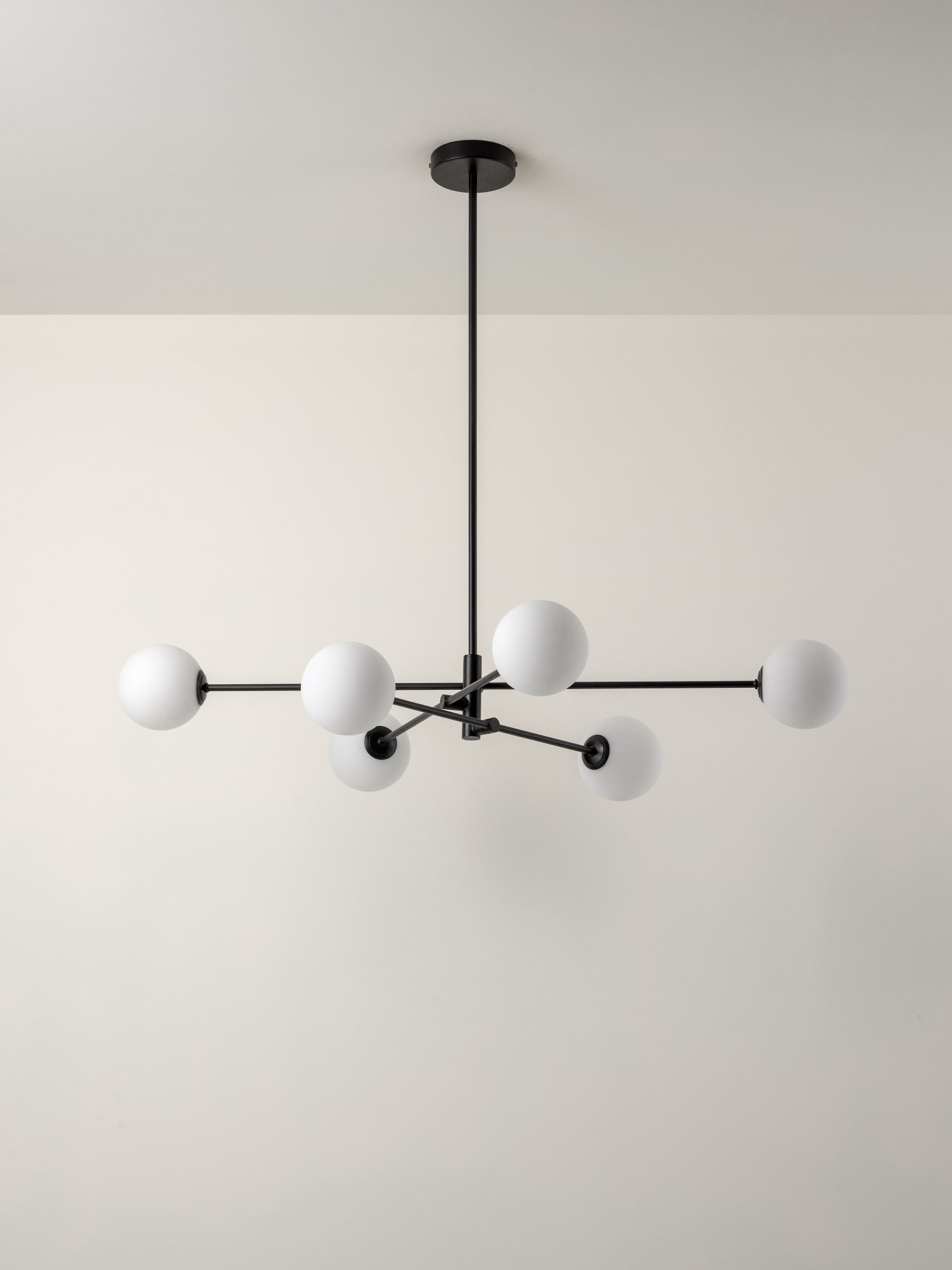 Chelso - 6 light matt black and opal pendant | Ceiling Light | Lights & Lamps | UK