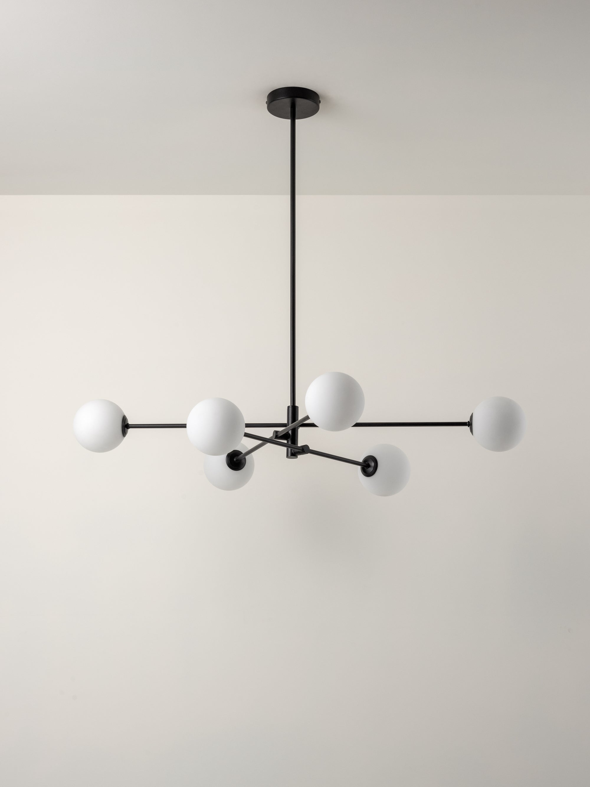 Chelso - 6 light matt black and opal pendant | Ceiling Light | Lights & Lamps | UK | Modern Affordable Designer Lighting