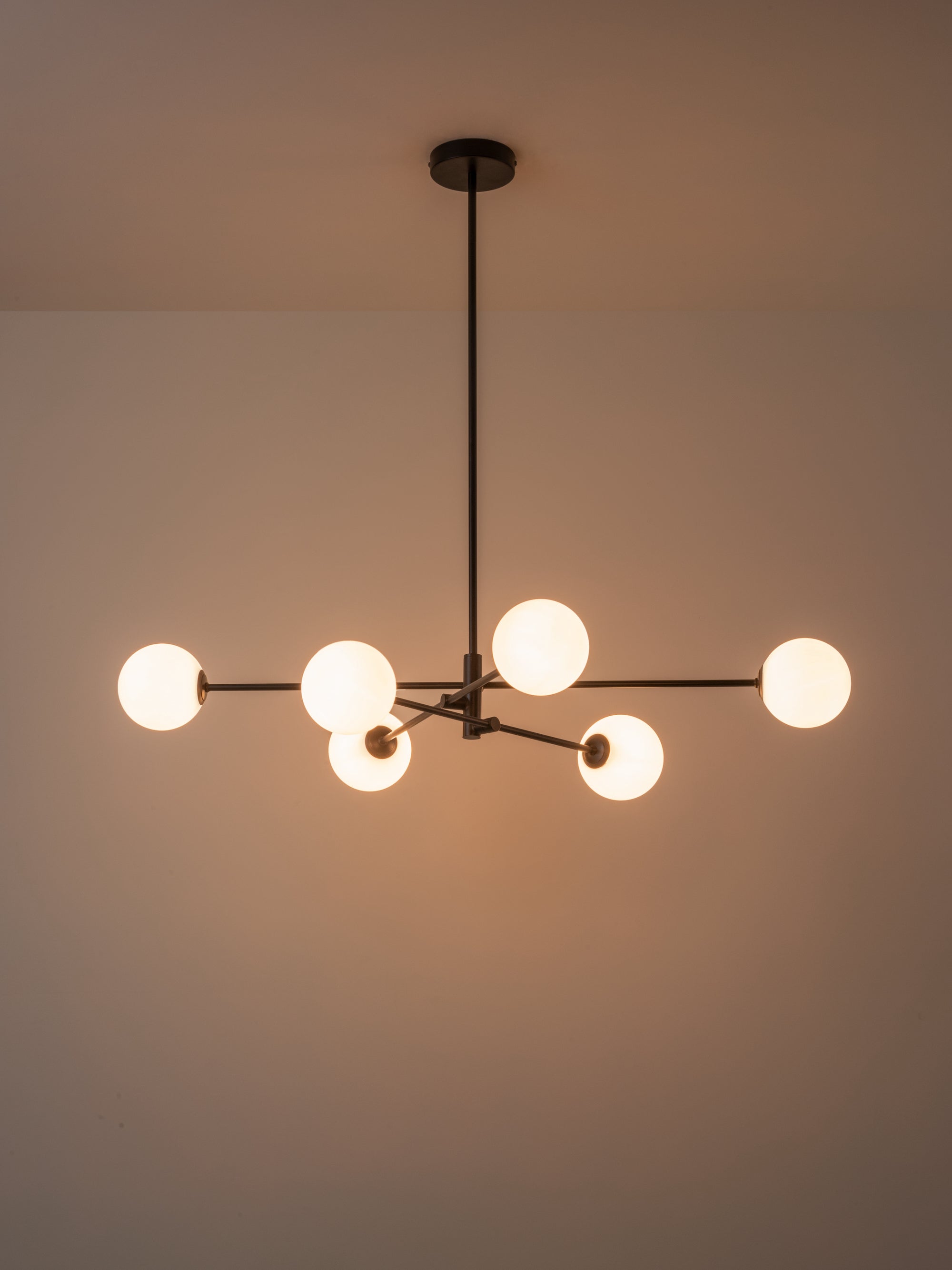 Chelso - 6 light matt black and opal pendant | Ceiling Light | Lights & Lamps | UK | Modern Affordable Designer Lighting