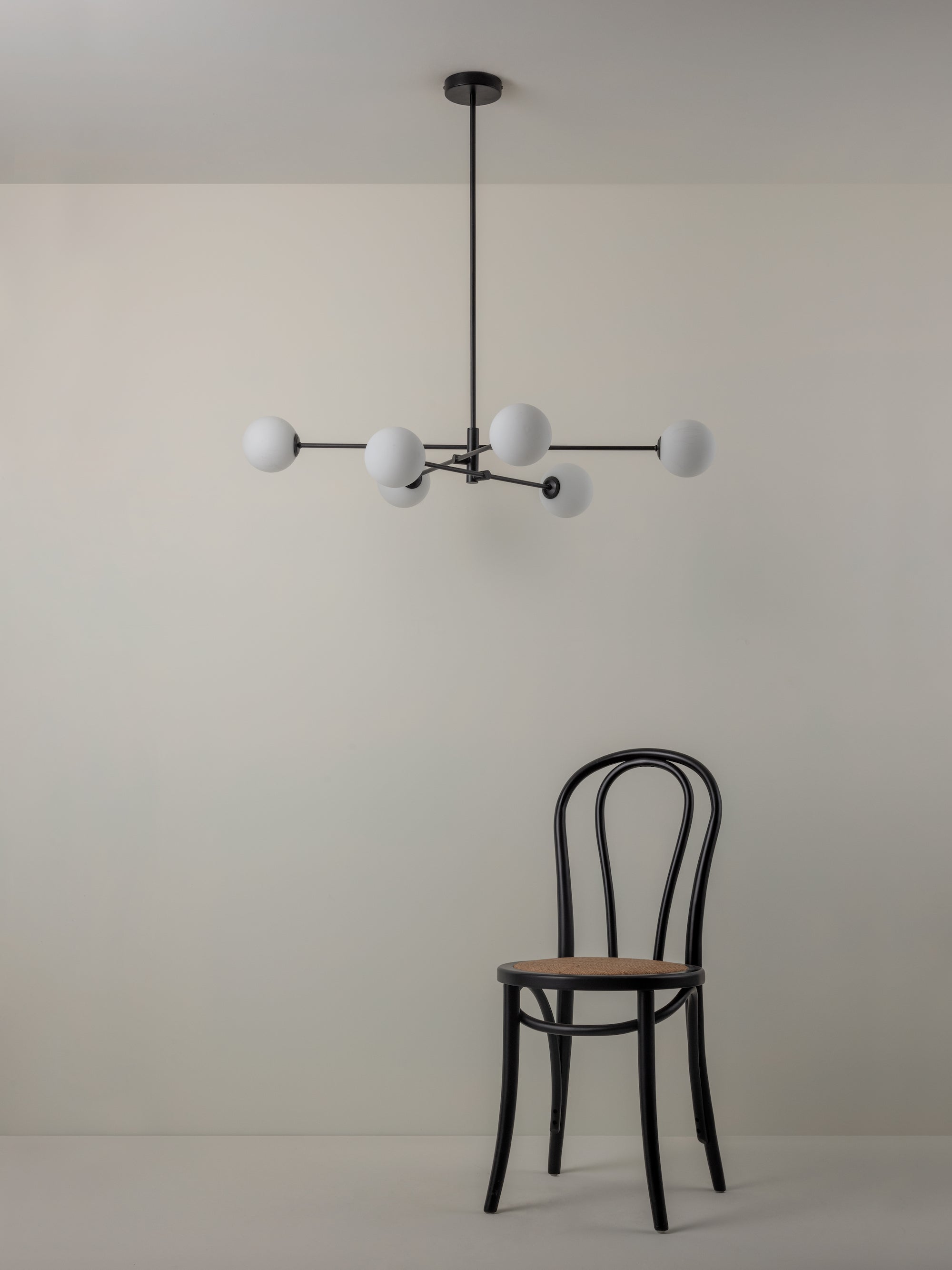 Chelso - 6 light matt black and opal pendant | Ceiling Light | Lights & Lamps | UK | Modern Affordable Designer Lighting