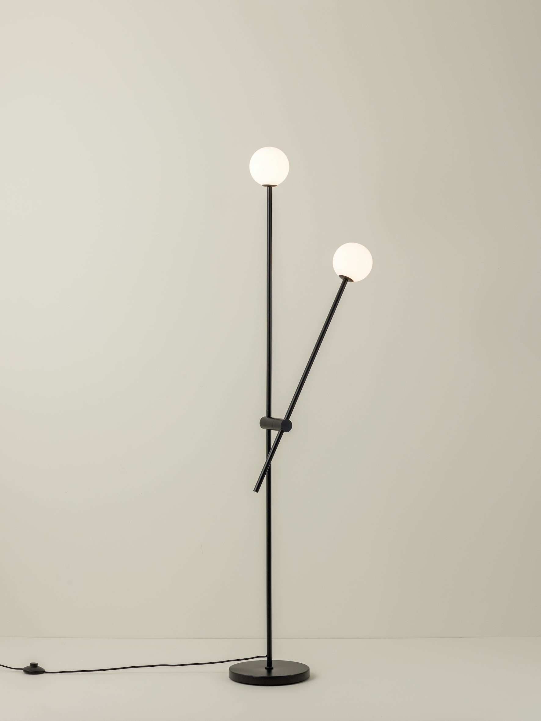 Chelso - 2 light matt black and opal floor light | Floor Lamp | Lights & Lamps | UK | Modern Affordable Designer Lighting