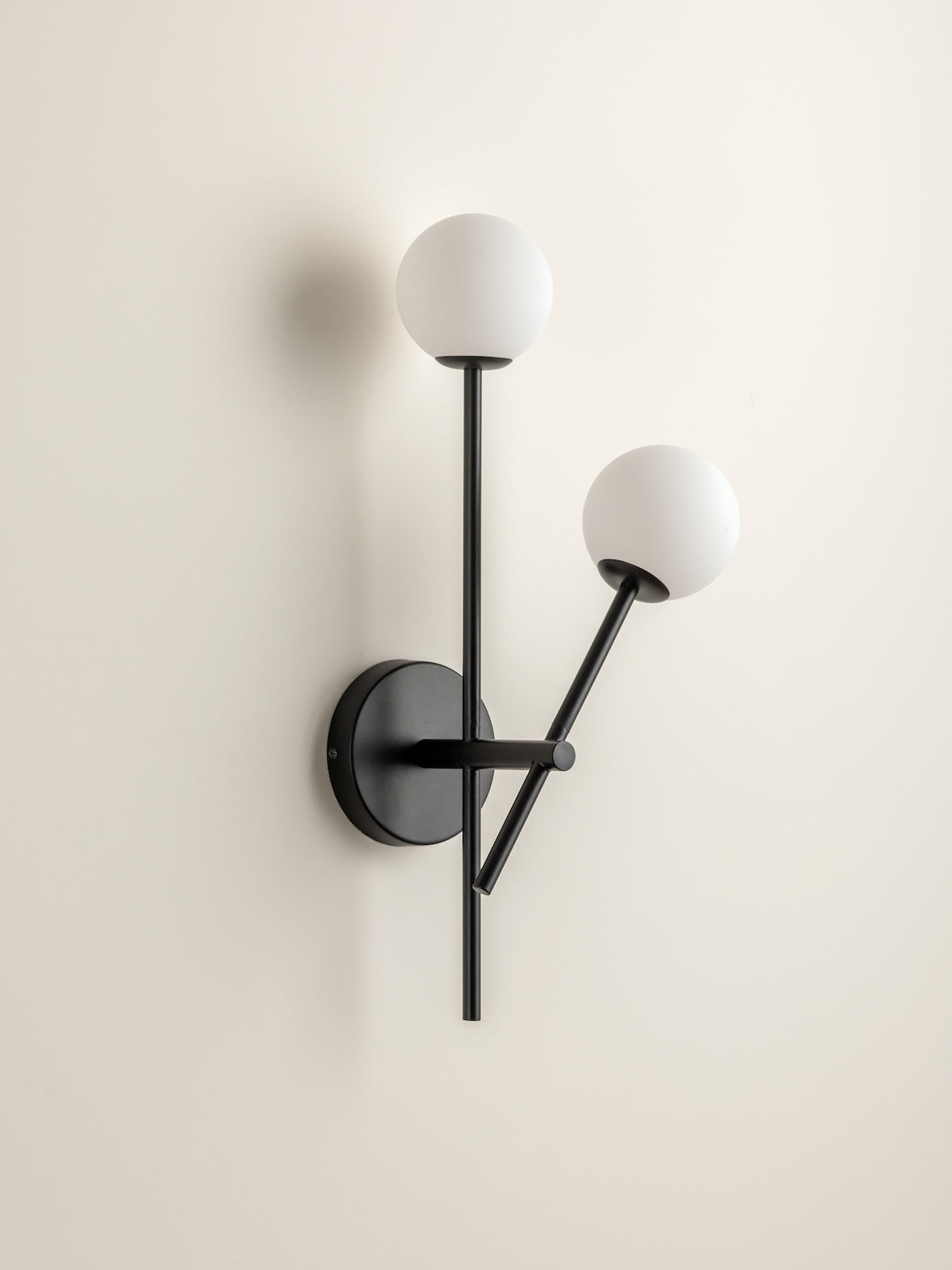 Chelso - 2 light matt black and opal wall light | Wall Light | Lights & Lamps | UK | Modern Affordable Designer Lighting