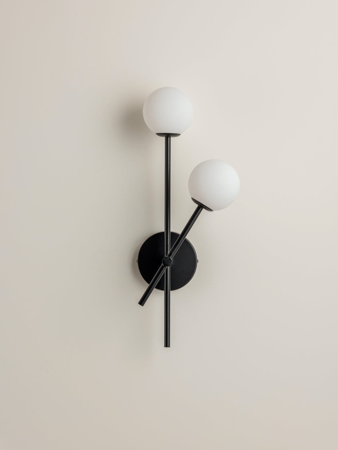 Chelso - 2 light matt black and opal wall light | Wall Light | Lights & Lamps | UK | Modern Affordable Designer Lighting