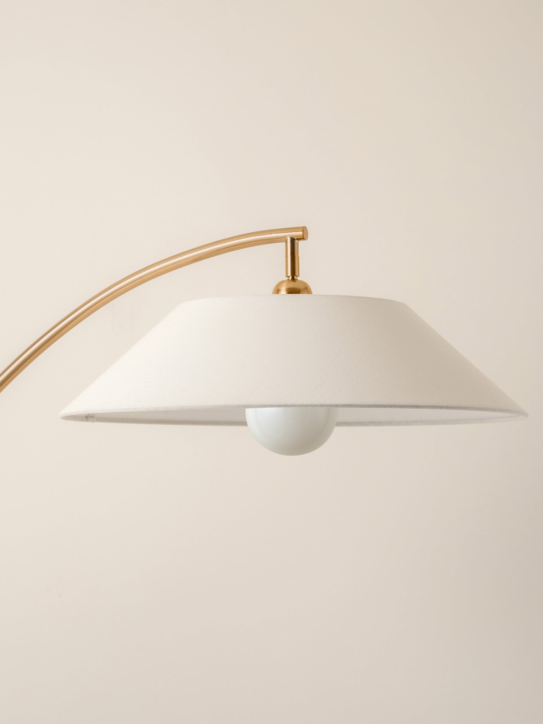 Circo - 1 light arc brass and natural linen floor lamp | Floor Lamp | Lights & Lamps | UK | Modern Affordable Designer Lighting