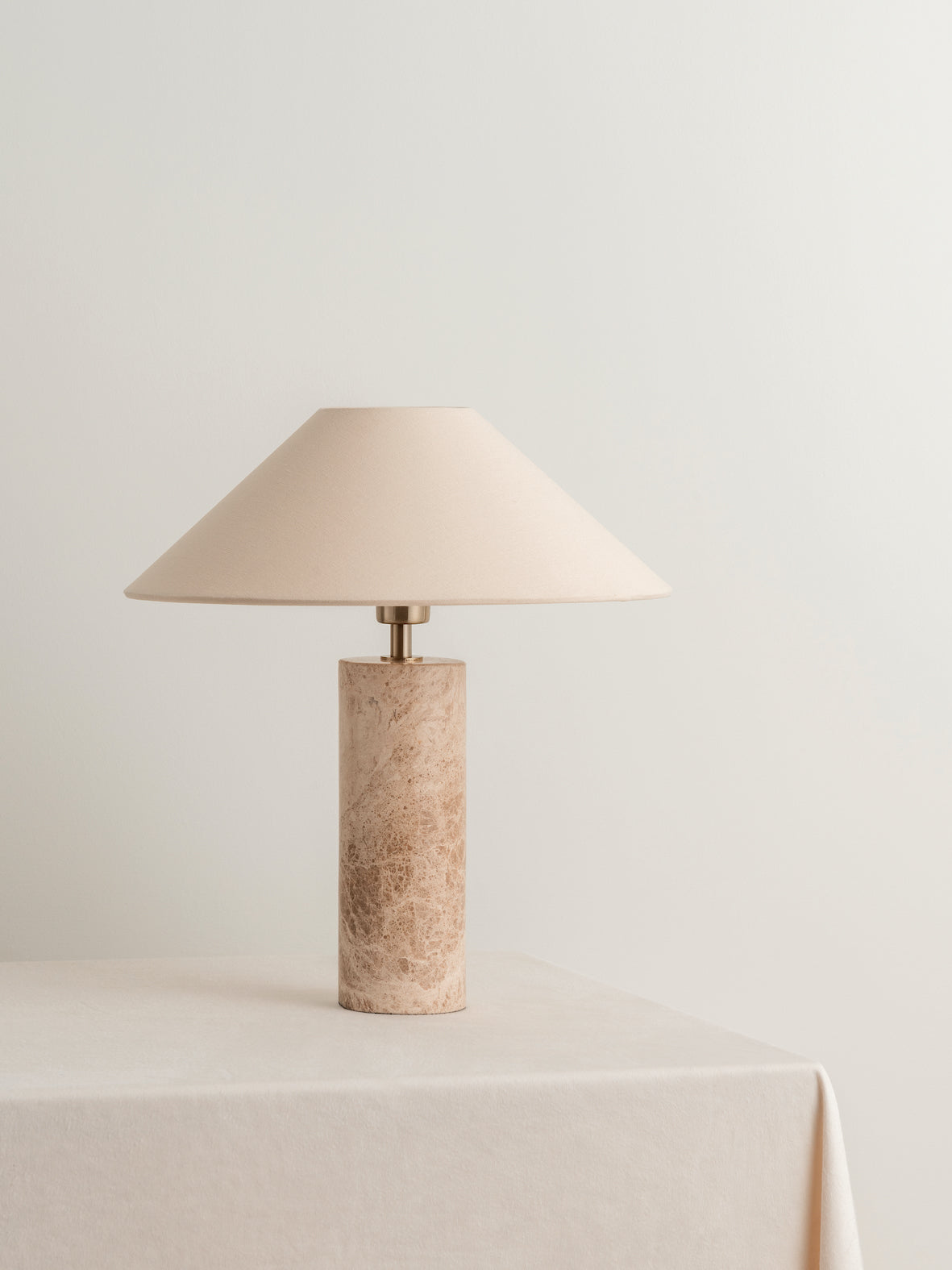 Denari - 1 light small brown marble cylinder table lamp | Table Lamp | Lights & Lamps | UK