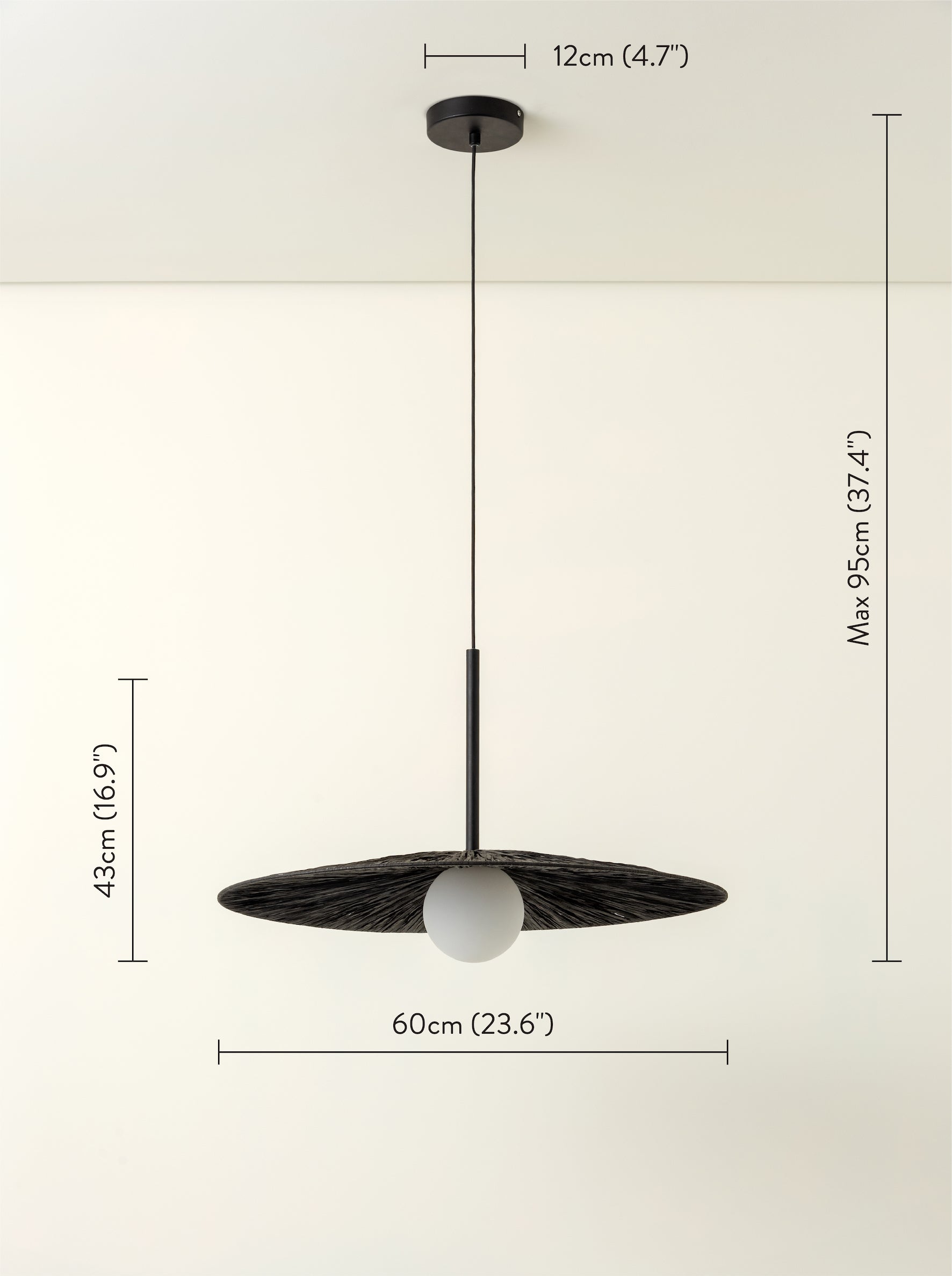 Ridotti - 1 light matt black raffia pendant | Ceiling Light | Lights & Lamps | UK | Modern Affordable Designer Lighting