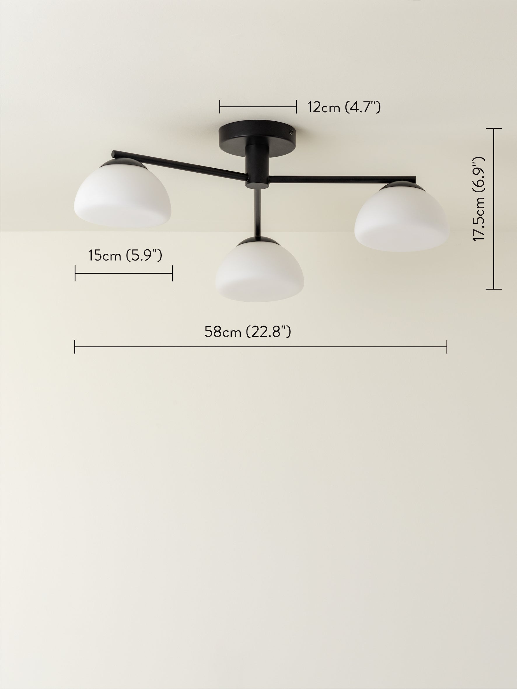 Silio - 3 light matt black and opal flush | Ceiling Light | Lights & Lamps | UK | Modern Affordable Designer Lighting