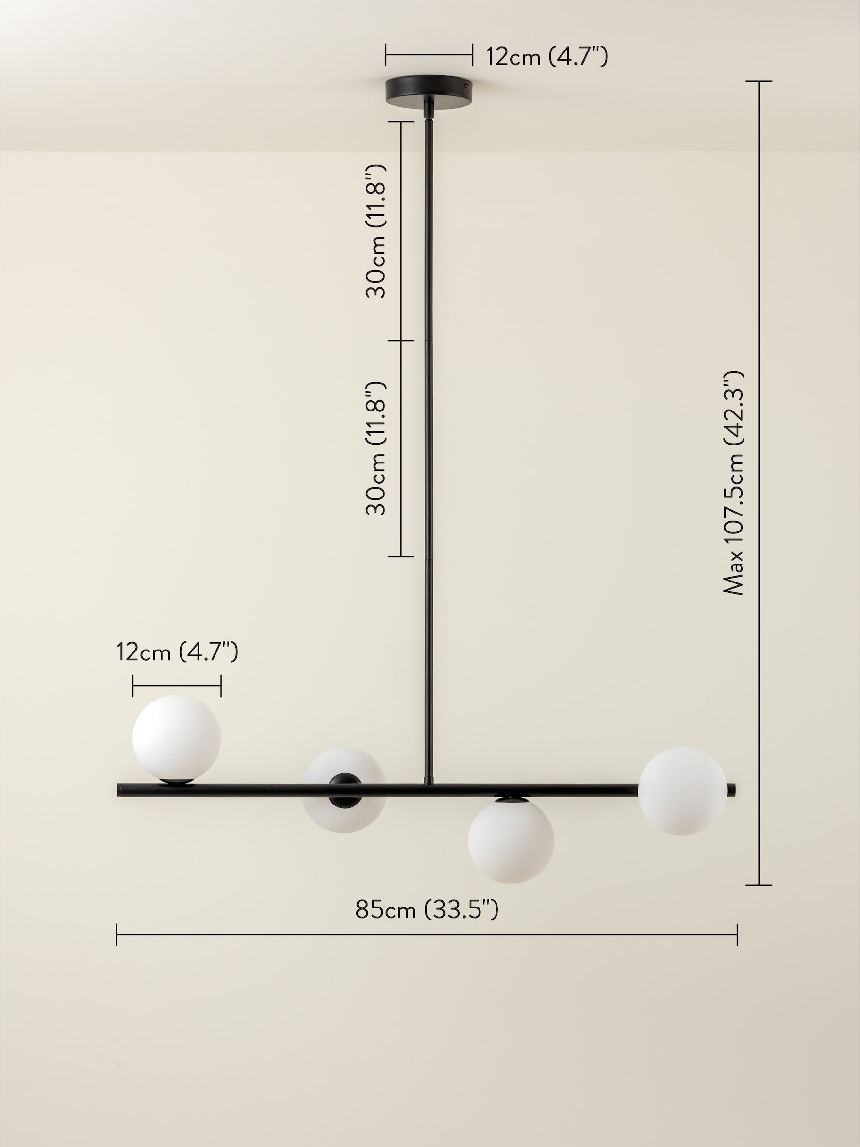 Perch - 4 light matt black and opal pendant bar | Ceiling Light | Lights & Lamps | UK | Modern Affordable Designer Lighting